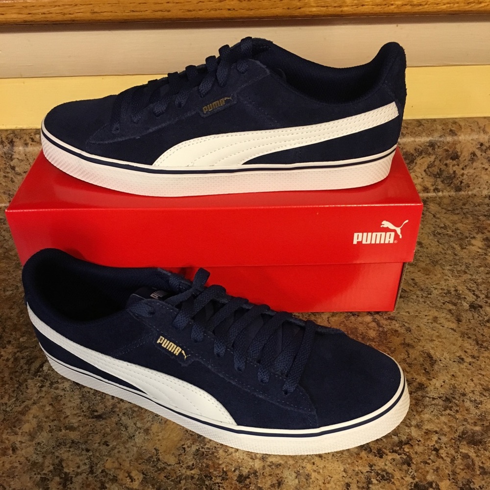 NIB Men’s Puma Blue Suede /White Sneakers Sz 8.5
